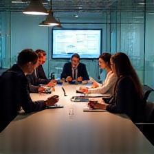 Riunione tra manager d’azienda e consulente telecomunicazioni